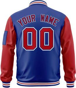 Varsity Jacket Couleurs contrastées Broderie Nom de l'équipe personnalisé Numéro Personnalisé College Bomber Letterman Jacket Dropshipping - Product Image 5