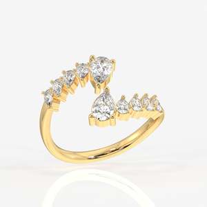 9K Gold Moissanite Diamond Ring Daily Wear Pear-Style with Elegant Design - Product Image 2