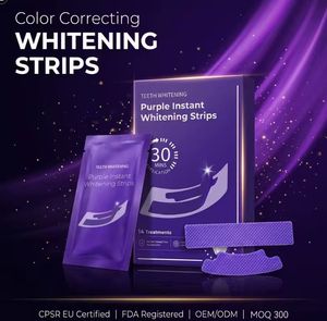 Bandes <span class=keywords><strong>blanchissantes</strong></span> pour les dents, blanchiment instantané avancé, vente en gros, marque privée, violettes, 28 bandes <span class=keywords><strong>blanchissantes</strong></span> sans peroxyde pour les dents - Product Image 1