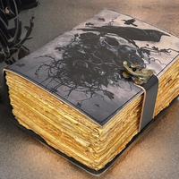 Livre des Ombres Raven de 400 pages, Grimoire artisanal en cuir vintage, Journal de sorcellerie gothique, Al Amir Fête des Pères