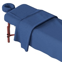 Ensemble de 3 draps de table de massage, 100% coton naturel, table de massage en flanelle, draps plats ajustés avec taie d'oreiller pour le visage