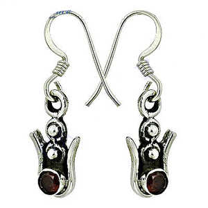 Boucles d'oreilles clous tendance pour femme en argent sterling 925 plaqué or rose avec grenat, topaze et diamant, motif floral, bijoux cadeau - Product Image 3