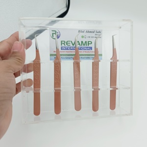 Pince à épiler à pointe incurvée marron à 90 degrés Pince à épiler d'extension de cils en acier inoxydable pour cils individuels Pince à épiler à 90 degrés - Product Image 3