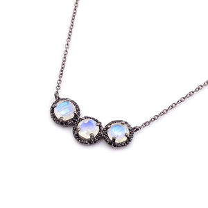 Rainbow <b>Moonstone</b> Bohemian Engagement Wedding Party Statement Necklace 925 Sterling Silver Plated - Product Image 5