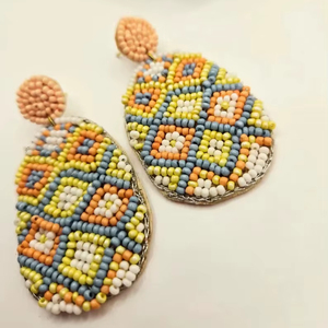 Pendientes de fieltro ligeros con cuentas de Pascua, hipoalergénicos, hechos a mano, con diseño de conejo y flores, colgantes llamativos con forma de huevo, a granel, moda primavera 2026 - Product Image 1