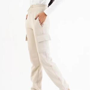 Service OEM, fabriqué en usine, pantalon de survêtement décontracté de haute qualité en coton molletonné à taille haute avec poche, pantalon droit d'hiver - Product Image 2