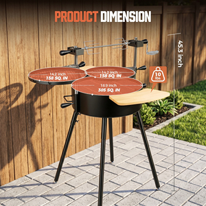 Barbecue argentin Santa Maria sur mesure OEM ODM en acier inoxydable avec grille relevable, robuste, pour charbon de bois et feu de bois, avec rôtissoire - Product Image 5