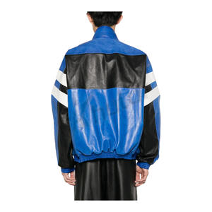 Veste d'hiver en cuir bleu pour homme sur mesure avec col montant, style rock, marque privée, veste tannée avec logo personnalisé - Product Image 2