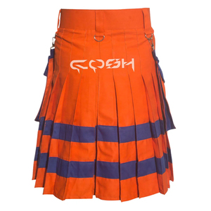 Kilt naranja de tamaño personalizado de alta visibilidad para hombres, Kilt utilitario escocés de algodón hecho a mano, diseño tradicional elegante de bombero - Product Image 3