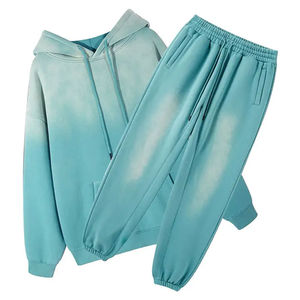 Survêtements de détresse 400GSM pour hommes Pullover Long Sleeve All Over Printed Stack Style Pants & Hoodie OEM Acid Wash Man Sweat suits - Product Image 3