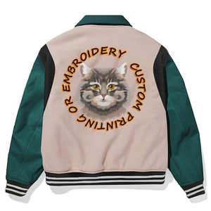 Wholesale OEM Unisex Winter Sporty College Varsity <b>Jacket</b> Stand Collar <b>Slim</b> <b>Fit</b> Embroidery Streetwear - Product Image 5