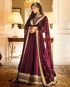 Indien pakistanais dernière mousseline de soie brodée Salwar Kameez avec maçonnerie lourde Collection de mariage de luxe vente chaude robe 0403 - Product Image 2