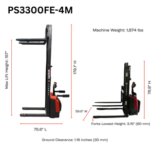 Stacker per Pallet completamente elettrico-157 altezza di sollevamento massima, capacità di 3300 libbre, gambe regolabili - Product Image 6