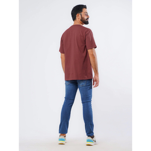 Men's Solid Color Cotton T-Shirt O-Neck Short Sleeve Regular Fit Casual Jersey Knitted <b>Top</b> <b>Maroon</b> - Product Image 6