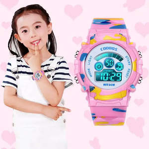 LED <b>Digital</b> Watches for Kids Resin or Plastic Band Material Water Resistant (5ATM) Stop Watch Alarm & <b>Calendar</b> Features - Product Image 2