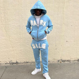 Ensemble de sweats à capuche pour hommes avec logo personnalisé Vêtements de sport décontractés Work Out Heavy No Strings Hoodies Sweatpants Adult Tracker Suit - Product Image 3