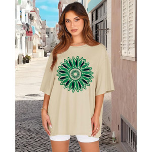 Nuevo diseño, camisetas de manga corta, camisetas de algodón 100% de alta calidad para mujer, camisetas de moda informales con estampado Digital para mujer - Product Image 6