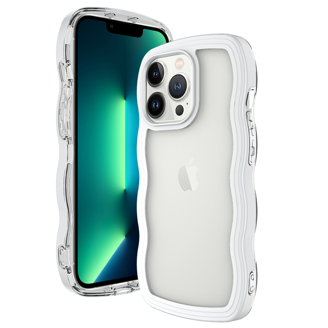 Luxury 2D Blank Color Wave Edge 2in1 TPU PC Shockproof Mobile Phone Cases Protector Cover Without Holder for 16 15 Pro Max