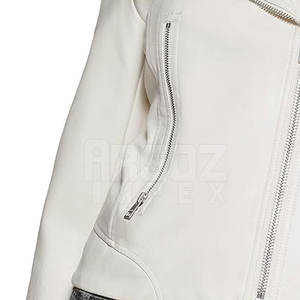 Veste en cuir pour femme fabriquée en usine, logo imprimé sur le devant, doublure en polyester solide, design respirant en tricot pour la saison hivernale - Product Image 6