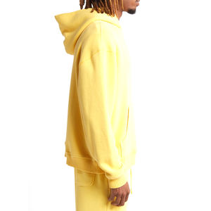 Sudadera con capucha con logotipo personalizado de peso pesado 100% algodón amarillo sudadera de gran tamaño para hombres Streetwear para invierno - Product Image 3