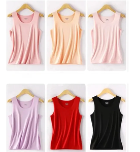 Camiseta sin Mangas para Mujer, Talla Grande, Verano, Forro Polar Cálido, Transpirable, Algodón/Fibra de Bambú, Bordado, Botones - Product Image 2