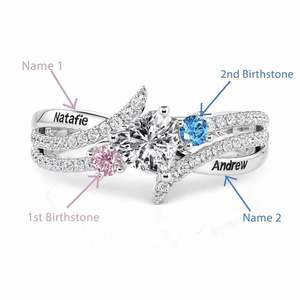 Jeulia Custom Three Stone Marquise & Oval Cut Opal <b>Ring</b> with Engraved <b>Name</b> in Platinum - Product Image 4