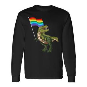 Maglietta a Maniche Lunghe a Tema Dinosauri, Articolo Promozionale per Gay, Lesbiche, LGBT, Mese dell'Orgoglio e Transgender - Product Image 1