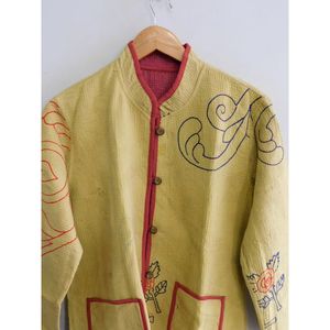 Veste vintage en coton kantha pour femmes manteau de designer indien à imprimé floral - Product Image 3