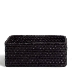 Wholesale <b>Bathroom</b> Accessories Black Rattan Storage <b>Basket</b> <b>for</b> Storage <b>Baskets</b> <b>for</b> Food Serving Organization - Product Image 3