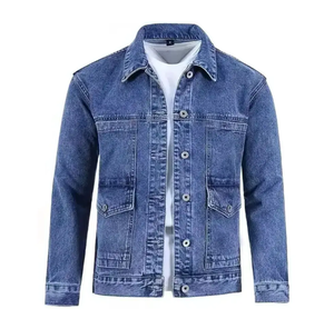 Veste en jean denim pour hommes OEM Vêtements d'extérieur décontractés Veste d'automne Manteau boutonné en denim Veste en jean oversize pour hommes - Product Image 2