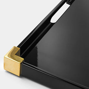 ถาดเสิร์ฟกาแฟเคลือบสีดำพร้อมด้ามจับสีทองถาดใส่อาหารทำมือสำหรับตกแต่งโรงงานขายส่งจากเวียดนาม - Product Image 4