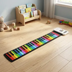 <span class=keywords><strong>Piano</strong></span> pliable en silicone pour enfants <span class=keywords><strong>avec</strong></span> 49 touches arc-en-ciel, clavier électronique, 8 tons, 6 chansons <span class=keywords><strong>de</strong></span> démonstration, <span class=keywords><strong>avec</strong></span> haut-parleur et prise casque - Product Image 4