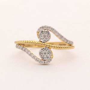 แหวนเพชรทองคำทรงหรูหรา ดีไซน์เกลียวรูปตัว S สำหรับผู้หญิง ของขวัญงานแต่งงาน - Product Image 1