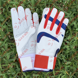 Guantes de bateo de béisbol ligeros unisex para adultos jóvenes antideslizantes de cuero genuino personalizados - Product Image 3