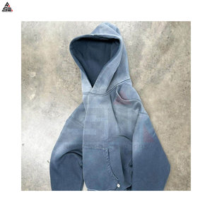 Ensemble jogging et sweat à capuche unisexe en molleton 100 % coton délavé à l'acide pour homme, avec logo personnalisé sur le devant, survêtement d'hiver léger de haute qualité - Product Image 5
