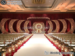Exclusive South Indian Fiber Carved <b>Backdrop</b> Panels Indian Wedding Gold Fiber <b>Frame</b> Decoration Traditional Wedding Stage spain - Product Image 4