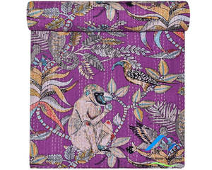 Colchas y colchas Kantha de trabajo con parches, colchas Kantha hechas a mano, colcha de algodón con estampado de animales de Color púrpura, venta al por mayor, OEM - Product Image 2