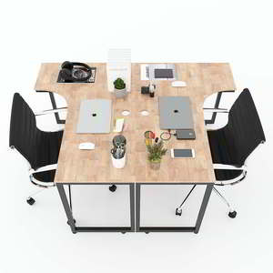120x140cm Minimalist Design 2-Person Cluster <b>Table</b> Rubber Wood with Assembly Legs HBMN016 <b>for</b> Office Use - Product Image 2