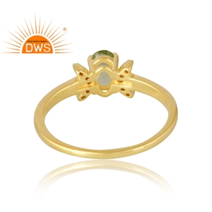 แหวนเงินแท้ 925 ชุบทอง 18K ประดับเพชร CZ และเพอริดอทดีไซน์หรูหรา สำหรับผู้หญิง ของขวัญสำหรับเธอ - Product Image 2