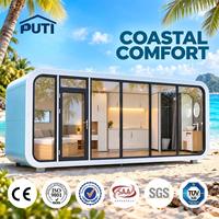 Maison conteneur Apple Cabin de 20 pieds, préfabriquée, modulaire, avec structure en acier galvanisé, résistante aux tremblements de terre et au vent, unité hôtelière de glamping