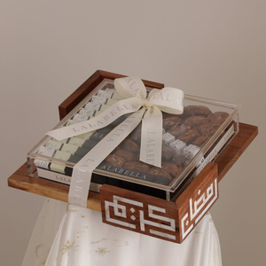 Natural wooden chocolate serving <b>trays</b> with acrylic lid decorative serving <b>trays</b> for <b>food</b> Ramadan Eid supplies from Vietnam - Product Image 1