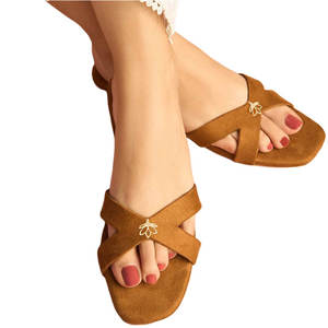 Lightweight Premium Fashion Trend Cushioned Soles Anti-Slippery Durable Customizable Velvet Lining Genuine Leather Outsole <b>Slide</b> - Product Image 1