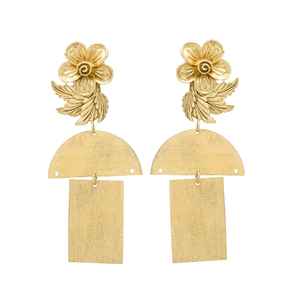 Pendiente chapado en oro con diseño colgante y abanico recién llegado - Product Image 1