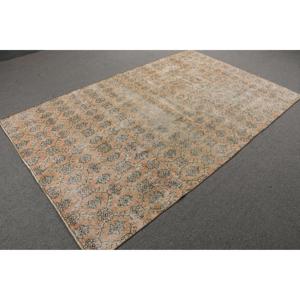 5.2x8.3 ft Vintage Turkish Rug, Large Rug, <b>Brown</b> Blue Floral <b>Wool</b> Rug - Product Image 4