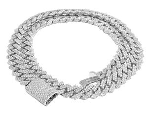 Cadena de eslabones cubanos de oro blanco de 10 quilates de calidad superior con diamantes cultivados en laboratorio, collar helado, joyería para moda masculina - Product Image 1