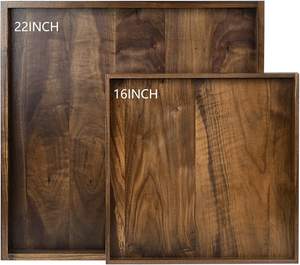 Plateau de service en bois naturel avec logo personnalisé forme carrée pour vaisselle ustensiles de cuisine petit déjeuner thé pain gâteau plateau de service plateau - Product Image 6