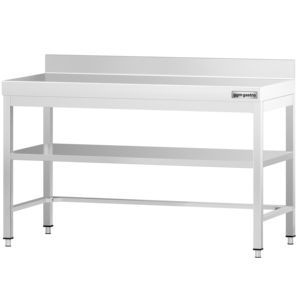 โต๊ะสแตนเลสเชิงพาณิชย์พร้อมขาตั้งแบบพรีเมียม - 1400x800 มม. - พร้อมชั้นวางด้านล่าง - พร้อมขาตั้งด้านหลัง - พร้อมคานเสริมด้านข้าง - Product Image 4