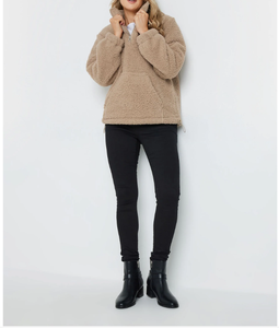 Quantité minimale de commande bas 100% coton épaule tombante quart Zip sweat de haute qualité personnalisé blanc plaine surdimensionné sweat femmes - Product Image 1