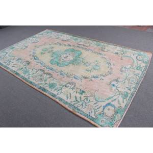 พรมตุรกีโบราณขนาดใหญ่ 6.1x9.4 ฟุต พรมขนสัตว์ลายพรางสีชมพู - Product Image 2