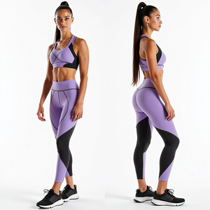 Conjunto Deportivo de Yoga para Mujer, Estilo Urbano Otoñal, con Logotipo Frontal, Leggings y Sujetador sin Costuras, Tejido Transpirable y Cómodo - Product Image 4
